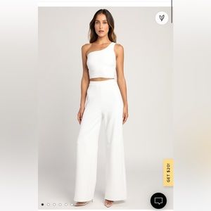 Amor and Beyond Ivory One-Shoulder Two-Piece Jumpsuit - NWT